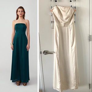 🤍 NWT | Fame & Partners | Strapless A-Line Gown | Champagne | Size 4 Petite